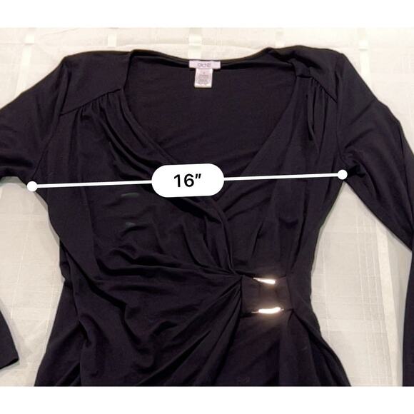 Vintage 90s Y2K Cache Lightweight Long Sleeve Cross Front Top Black Women's Med - Picture 7 of 8